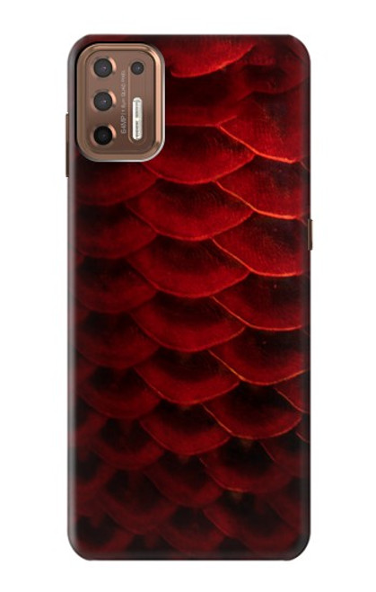 W2879 Red Arowana Fish Scale Hard Case and Leather Flip Case For Motorola Moto G9 Plus