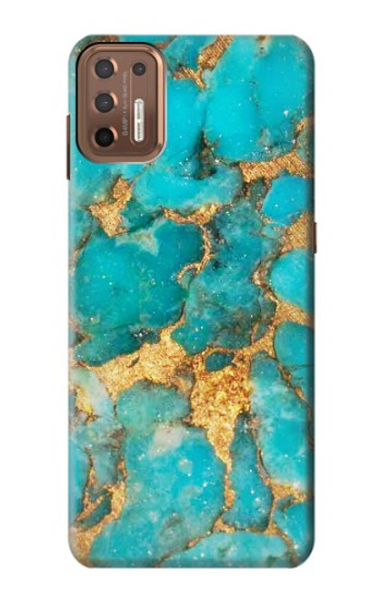 W2906 Aqua Turquoise Stone Hard Case and Leather Flip Case For Motorola Moto G9 Plus