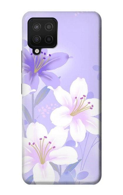 W2361 Purple White Flowers Hard Case and Leather Flip Case For Samsung Galaxy A42 5G