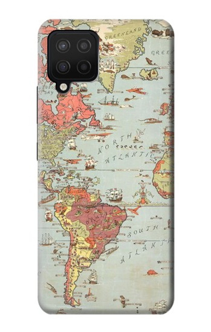 W3418 Vintage World Map Hard Case and Leather Flip Case For Samsung Galaxy A42 5G