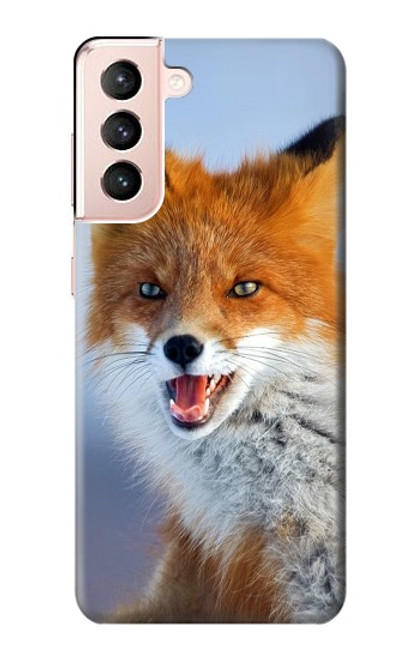 W0417 Fox Hard Case and Leather Flip Case For Samsung Galaxy S21 5G