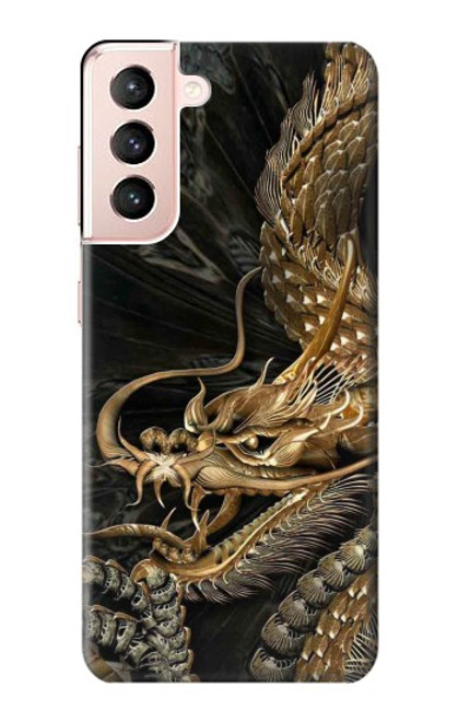 W0426 Gold Dragon Hard Case and Leather Flip Case For Samsung Galaxy S21 5G