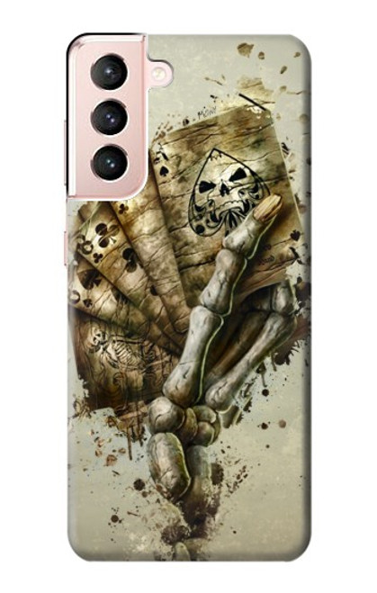 W0550 Skull Card Poker Hard Case and Leather Flip Case For Samsung Galaxy S21 5G