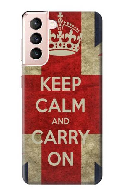 W0674 Keep Calm and Carry On Hard Case and Leather Flip Case For Samsung Galaxy S21 5G