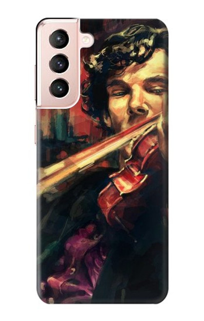 W0723 Violin Art Paint Hard Case and Leather Flip Case For Samsung Galaxy S21 5G