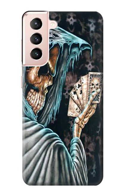 W0748 Grim Reaper Death Poker Hard Case and Leather Flip Case For Samsung Galaxy S21 5G