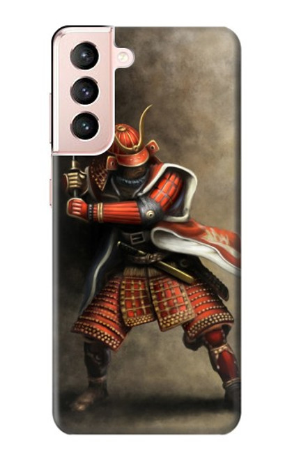 W0796 Japan Red Samurai Hard Case and Leather Flip Case For Samsung Galaxy S21 5G