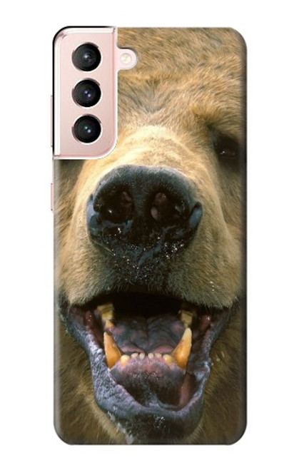 W0840 Grizzly Bear Face Hard Case and Leather Flip Case For Samsung Galaxy S21 5G