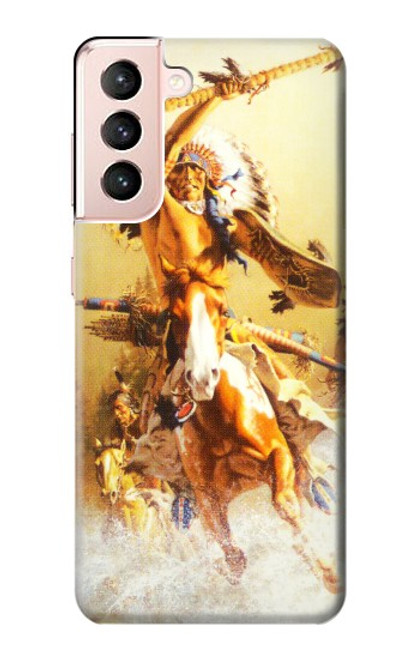 W1087 Red Indian Warrior Hard Case and Leather Flip Case For Samsung Galaxy S21 5G