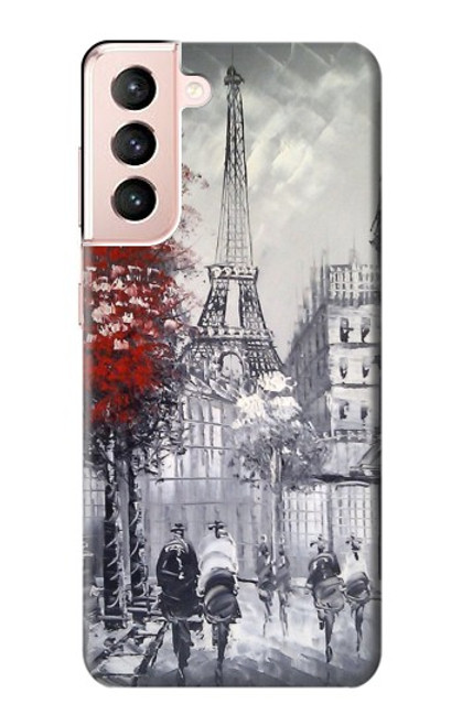 W1295 Eiffel Painting of Paris Hard Case and Leather Flip Case For Samsung Galaxy S21 5G