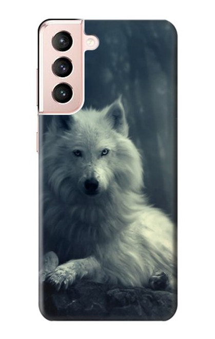 W1516 White Wolf Hard Case and Leather Flip Case For Samsung Galaxy S21 5G