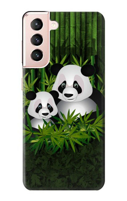 W2441 Panda Family Bamboo Forest Hard Case and Leather Flip Case For Samsung Galaxy S21 5G