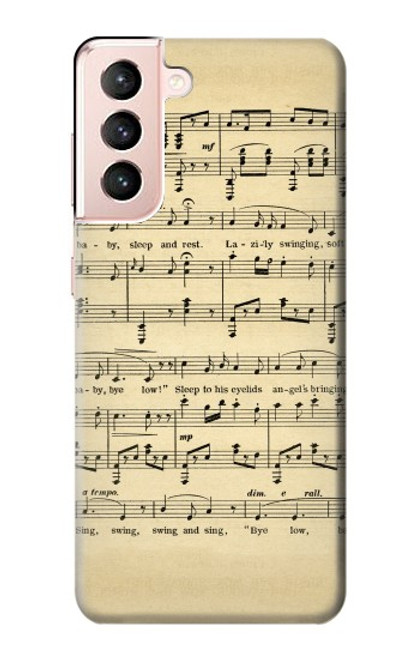 W2504 Vintage Music Sheet Hard Case and Leather Flip Case For Samsung Galaxy S21 5G