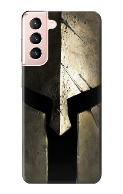 W2673 Spartan Warrior Helmet Hard Case and Leather Flip Case For Samsung Galaxy S21 5G