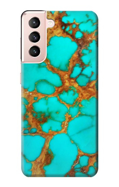 W2688 Aqua Copper Turquoise Gemstone Graphic Hard Case and Leather Flip Case For Samsung Galaxy S21 5G