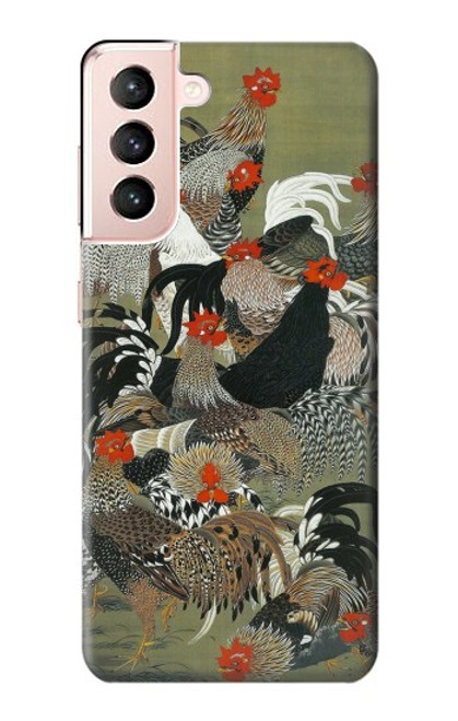 W2699 Ito Jakuchu Rooster Hard Case and Leather Flip Case For Samsung Galaxy S21 5G