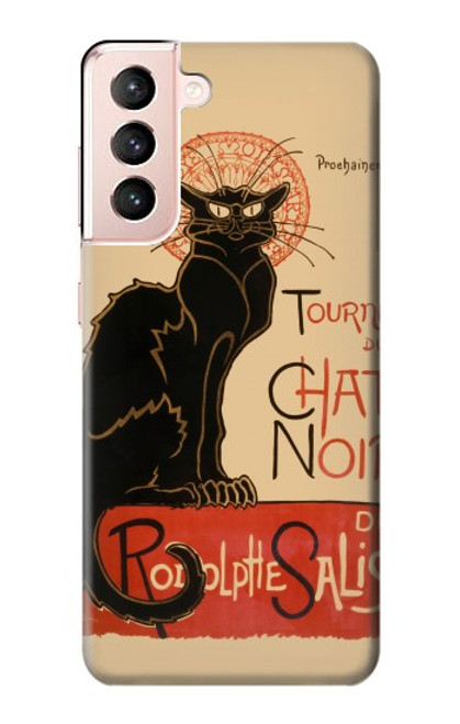 W2739 Chat Noir Black Cat Vintage Hard Case and Leather Flip Case For Samsung Galaxy S21 5G