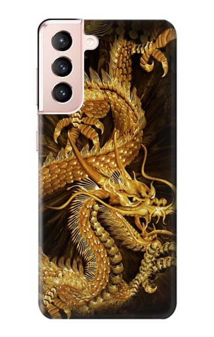 W2804 Chinese Gold Dragon Printed Hard Case and Leather Flip Case For Samsung Galaxy S21 5G