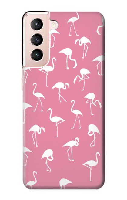 W2858 Pink Flamingo Pattern Hard Case and Leather Flip Case For Samsung Galaxy S21 5G