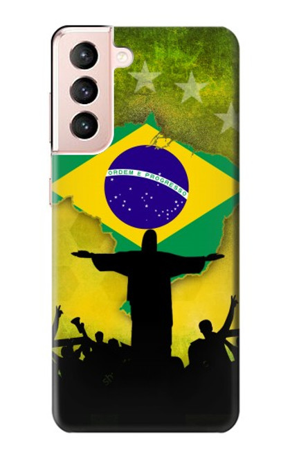 W2981 Brazil Football Soccer Hard Case and Leather Flip Case For Samsung Galaxy S21 5G