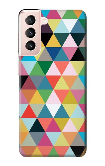 W3049 Triangles Vibrant Colors Hard Case and Leather Flip Case For Samsung Galaxy S21 5G