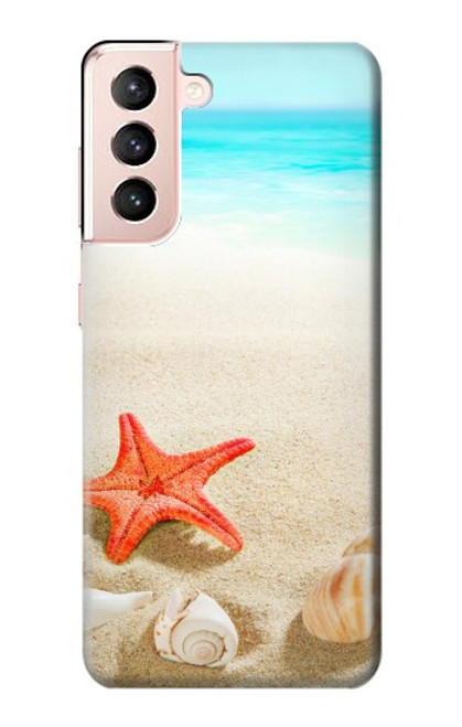 W3212 Sea Shells Starfish Beach Hard Case and Leather Flip Case For Samsung Galaxy S21 5G