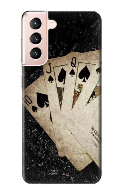 W3231 Vintage Royal Straight Flush Cards Hard Case and Leather Flip Case For Samsung Galaxy S21 5G