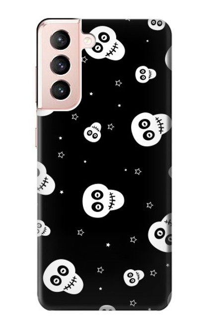 W3261 Smile Skull Halloween Pattern Hard Case and Leather Flip Case For Samsung Galaxy S21 5G