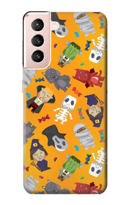 W3275 Cute Halloween Cartoon Pattern Hard Case and Leather Flip Case For Samsung Galaxy S21 5G