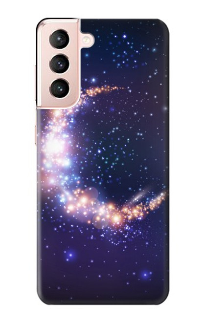 W3324 Crescent Moon Galaxy Hard Case and Leather Flip Case For Samsung Galaxy S21 5G