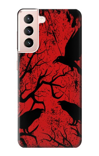 W3325 Crow Black Blood Tree Hard Case and Leather Flip Case For Samsung Galaxy S21 5G