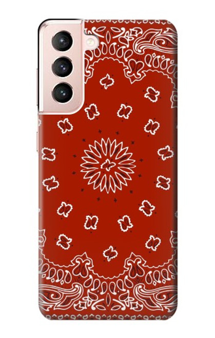 W3355 Bandana Red Pattern Hard Case and Leather Flip Case For Samsung Galaxy S21 5G