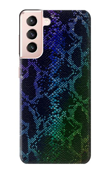 W3366 Rainbow Python Skin Graphic Print Hard Case and Leather Flip Case For Samsung Galaxy S21 5G