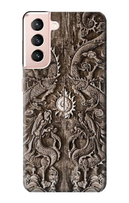W3395 Dragon Door Hard Case and Leather Flip Case For Samsung Galaxy S21 5G