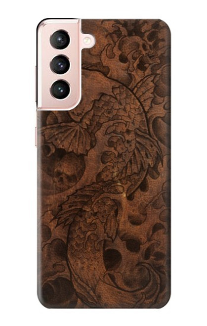 W3405 Fish Tattoo Leather Graphic Print Hard Case and Leather Flip Case For Samsung Galaxy S21 5G