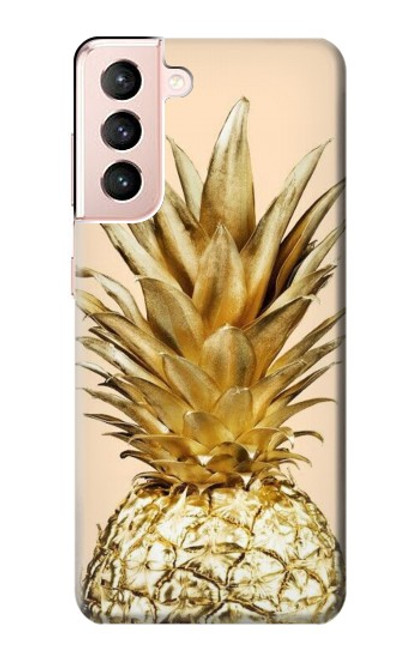 W3490 Gold Pineapple Hard Case and Leather Flip Case For Samsung Galaxy S21 5G