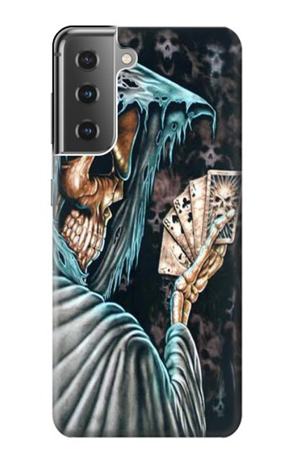 W0748 Grim Reaper Death Poker Hard Case and Leather Flip Case For Samsung Galaxy S21 Plus 5G, Galaxy S21+ 5G