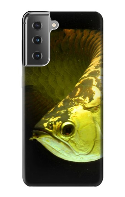 W1021 Gold Arowana Fish Hard Case and Leather Flip Case For Samsung Galaxy S21 Plus 5G, Galaxy S21+ 5G