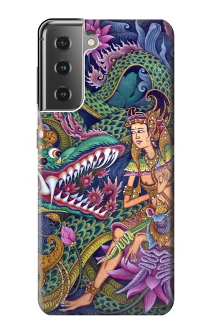 W1240 Bali Painting Hard Case and Leather Flip Case For Samsung Galaxy S21 Plus 5G, Galaxy S21+ 5G