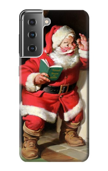 W1417 Santa Claus Merry Xmas Hard Case and Leather Flip Case For Samsung Galaxy S21 Plus 5G, Galaxy S21+ 5G