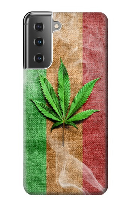 W2109 Marijuana Rasta Flag Hard Case and Leather Flip Case For Samsung Galaxy S21 Plus 5G, Galaxy S21+ 5G