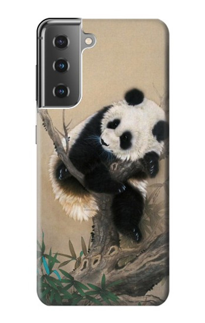 W2210 Panda Fluffy Art Painting Hard Case and Leather Flip Case For Samsung Galaxy S21 Plus 5G, Galaxy S21+ 5G