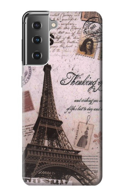 W2211 Paris Postcard Eiffel Tower Hard Case and Leather Flip Case For Samsung Galaxy S21 Plus 5G, Galaxy S21+ 5G