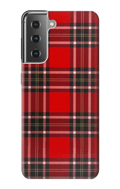 W2374 Tartan Red Pattern Hard Case and Leather Flip Case For Samsung Galaxy S21 Plus 5G, Galaxy S21+ 5G