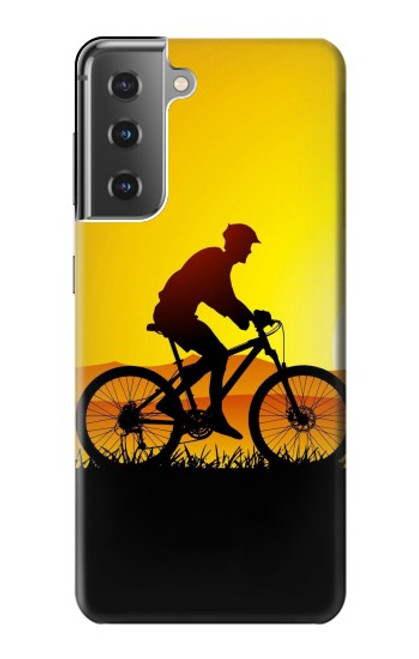 W2385 Bicycle Bike Sunset Hard Case and Leather Flip Case For Samsung Galaxy S21 Plus 5G, Galaxy S21+ 5G