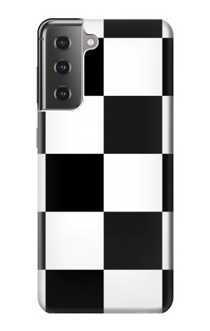 W2492 Black and White Check Hard Case and Leather Flip Case For Samsung Galaxy S21 Plus 5G, Galaxy S21+ 5G