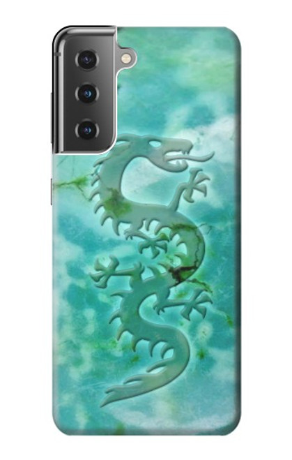 W2653 Dragon Green Turquoise Stone Graphic Hard Case and Leather Flip Case For Samsung Galaxy S21 Plus 5G, Galaxy S21+ 5G