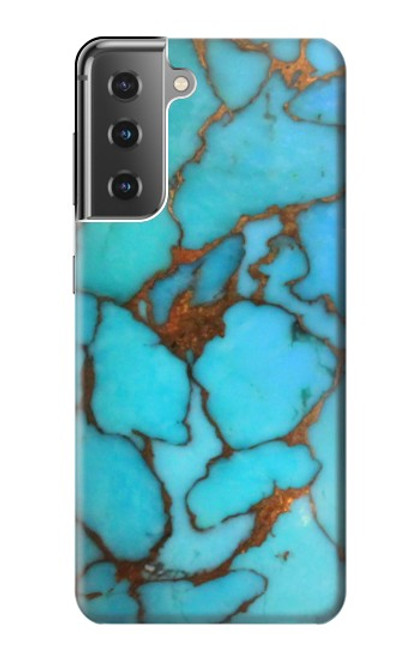 W2685 Aqua Turquoise Gemstone Graphic Printed Hard Case and Leather Flip Case For Samsung Galaxy S21 Plus 5G, Galaxy S21+ 5G