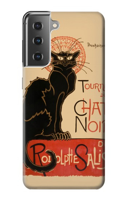 W2739 Chat Noir Black Cat Vintage Hard Case and Leather Flip Case For Samsung Galaxy S21 Plus 5G, Galaxy S21+ 5G