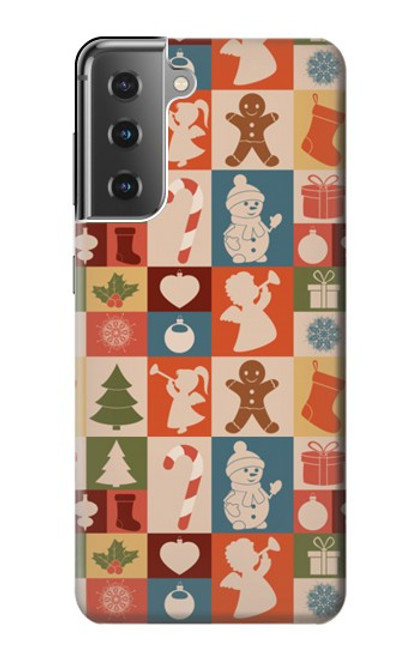 W2854 Cute Xmas Pattern Hard Case and Leather Flip Case For Samsung Galaxy S21 Plus 5G, Galaxy S21+ 5G